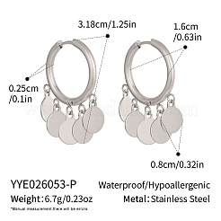 女性用304ステンレススチール製フープピアス  ラウンド  タッセルピアス  ステンレス鋼色  31.8x16x2.5mm&nbsp;RN4149-3