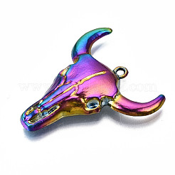 レインボーカラーアロイペンダント  カドミウムフリー＆鉛フリー  OX-ヘッド  33x29x4.5mm  穴：1.4mm&nbsp;PALLOY-S180-026-RS