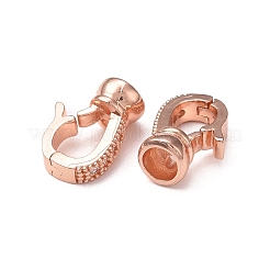 Rack Plating Brass Micro Pave Clear Cubic Zirconia Fold Over Clasps&nbsp;KK-E080-02RG