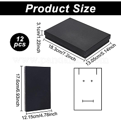 クラフト紙箱  アクセサリー箱  長方形  ブラック  18.3x13.05x3.1cm  インナーサイズ：17.6x12.15センチメートル&nbsp;CON-BC0006-57