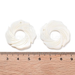 天然淡水シェルのペンダント  フラット  フローラルホワイト  29x28.5x2mm  穴：1.6mm&nbsp;SHEL-D082-03A