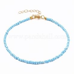 ガラスシードビーズアンクレットと真鍮製のカーブチェーンアンクレット  スターチャームと304ステンレススチールのロブスタークロウ留め金付き  ゴールドカラー  ミックスカラー  9~9-5/8インチ（23~24.5cm）  3個/セット&nbsp;AJEW-AN00315