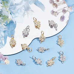 12Pcs 2 Colors Brass Micro Pave Cubic Zirconia Charms&nbsp;KK-BC0012-14