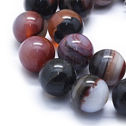 天然石瑪瑙ビーズ連売り  染め＆加熱  ラウンド  ココナッツブラウン  17~18mm  穴：2~2.5mm  約24~26個/連  17.3インチ〜18.5インチ（44~47cm）&nbsp;G-I245-40C