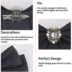 Bowknot Tie Polyester Rhinestone Brooches&nbsp;JEWB-WH20006-11