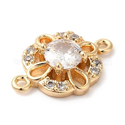 Brass Pave Clear Cubic Zirconia Connector Charms&nbsp;KK-G503-32G