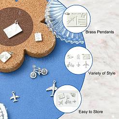 6Pcs 6 Styles Brass Micro Pave Clear Cubic Zirconia Charms&nbsp;KK-CJ0003-31