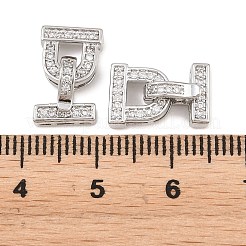 真鍮製マイクロペーブクリアキュービックジルコニアの留め金  D形  プラチナ  13.5mm&nbsp;KK-U059-68P