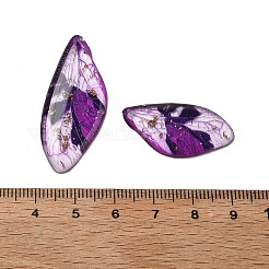 透明エポキシ樹脂製蝶の羽ペンダント4個  金箔＆グリッターパウダー入り  パープル  29.5~40x15~17x2~2.5mm  穴：1.1mm&nbsp;RESI-C057-03C