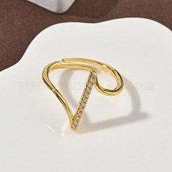 Brass Micro Pave Cubic Zirconia Finger Rings&nbsp;RJEW-H258-19G
