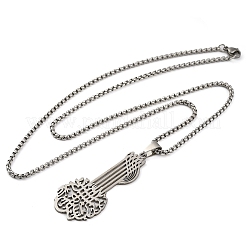 201 Stainless Steel Viking Knot Guitar Pendant Box Chain Necklaces for Women Men&nbsp;NJEW-S007-03P