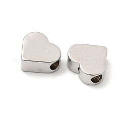 ラックメッキ真鍮製ビーズ  カドミウムフリー＆鉛フリー  長持ちメッキ  ハート  プラチナ  6x7x3mm  穴：1.6mm&nbsp;KK-G452-31P