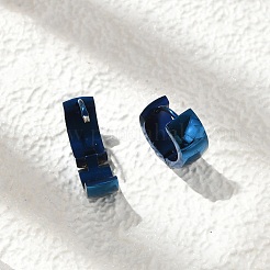 304ステンレススチール研磨効果フープピアス  イオンプレーティング（ip）  ブルー  13.5x6mm&nbsp;EJEW-M001-29A