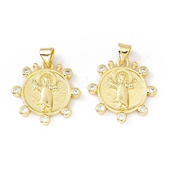 Rack Plating Brass Micro Pave Clear Cubic Zirconia Pendants&nbsp;ZIRC-I058-22G
