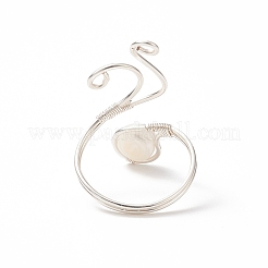 Copper Wire Wrapped Natural Freshwater Pearl Cuff Rings for Women&nbsp;RJEW-JR00553-02