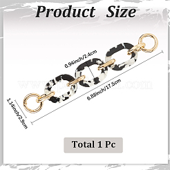 アクリル楕円リングバッグエクステンダーチェーン  合金クラスプ付  財布作りアクセサリー  ブラック  173x29x17mm&nbsp;PURS-WH20002-02G-02