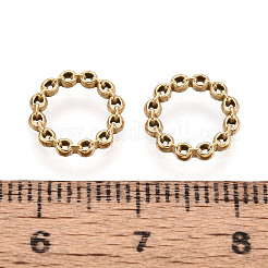 304ステンレススチールビーズ  リング  14KGP本金メッキ  10x1.5mm  穴：7mm&nbsp;STAS-T069-91G