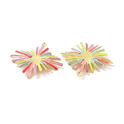 本物の 18k ゴールド メッキ ラック メッキ環境に優しい真鍮エナメル ペンダント  長持ちメッキ  鉛フリー＆カドミウムフリー＆ニッケルフリー  ひし形チャーム  カラフル  31x29x1mm  穴：1.2mm&nbsp;KK-F844-05G