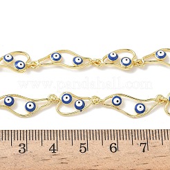 Brass Enamel Evil Eye Link Chain Necklaces&nbsp;NJEW-G183-01G-04