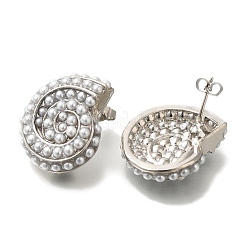 Rack Plating Shell Shape Brass Stud Earrings&nbsp;EJEW-H016-06P