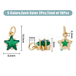 10Pcs 5 Colors Rack Plating Brass Micro Pave Cubic Zirconia Charms&nbsp;ZIRC-HY0001-05
