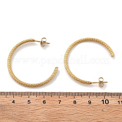 304ステンレススチールツイストC字スタッドピアス  イオンプレーティング（ip）  18KGP本金メッキ  35x2mm&nbsp;EJEW-R017-03G-04