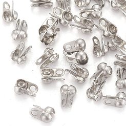 変色しにくい304ステンレススチールボールチープ  カロット終了  クラムシェルノットカバー  ステンレス鋼色  5x2.5mm  穴：1mm  内径：2mm&nbsp;STAS-R063-20