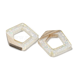 ウッドペンダント  樹脂と金箔  ポリゴン  クリアAB  36x33x4mm  穴：2mm&nbsp;FIND-B042-10B