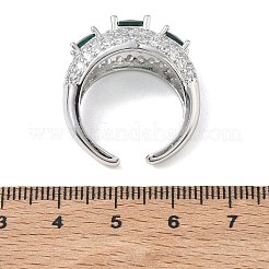 Brass Micro Pave Cubic Zirconia Cuff Open Rings for Women&nbsp;RJEW-L343-13P-04