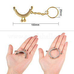 バッグクラフト用アイアン製がま口金具  キーリング付き  ミックスカラー  100mm  2個/カラー  6個/セット&nbsp;FIND-PH0015-24