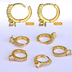 10Pcs Brass Micro Pave Clear Cubic Zirconia Hoop Earring Findings&nbsp;ZIRC-SZ0005-14