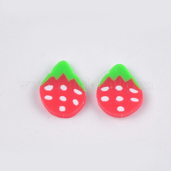 手作り樹脂粘土ネイルパーツ  ファッションネイルケアカボション  苺  レッド  10~11x8x1~2mm&nbsp;LS-CLAY-T015-11