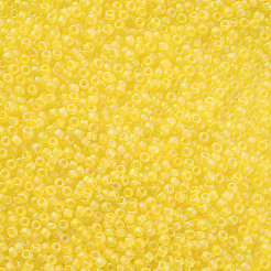 12/0 FGBグレードAラウンドガラスシードビーズ  透明なつや消しスタイル  ABカラーメッキ  きいろ  2x1.5mm  穴：0.8mm  約30000個/袋&nbsp;SEED-Q010-M535