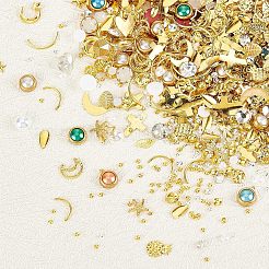 合金、真鍮、プラスチック、ガラスのカボションセット5セット  ネイルアートの装飾の付属品  混合形状  ミックスカラー  1~10x1~6x0.1~3mm  5セット/バッグ&nbsp;MRMJ-OC0003-02