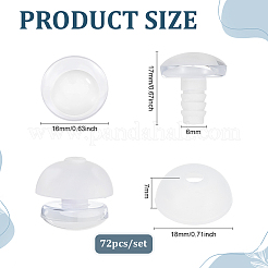 プラスチック製のクラフトアイ72個  人形用安全目  ラウンド  ホワイト  17x16mm&nbsp;DIY-PH0034-44B