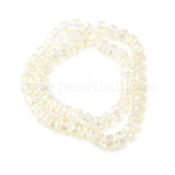 透明電気メッキガラスビーズ連売り  多面カット  ロンデル  淡黄色  10x6mm  穴：1.2mm  約60個/連  19.69''（50センチメートル）&nbsp;EGLA-P062-01A-01