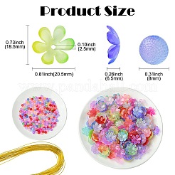 DIY 丸型花アクリルビーズジュエリー作成キット  ミックスカラー  ビーズ：8~18.5x8~20.5x6.5~8mm  穴：2.5mm&nbsp;DIY-CJ0002-82