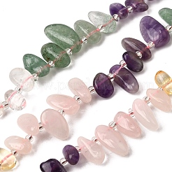 Chakra Natural Amethyst & Rose Quartz & Quartz Crystal & Citrine & Green Aventurine Beads Strands&nbsp;G-Z091-A11