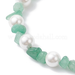 Natural Green Aventurine Chip & Glass Shell Round Beaded Bracelets&nbsp;BJEW-JB12317-01