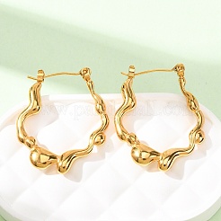 女性用304ステンレスフープピアス  ナゲット  18KGP本金メッキ  32.5x25x4mm&nbsp;SA-CBA7B26-02G