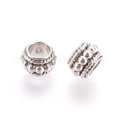 バレルチベットスタイル合金ビーズ  カドミウムフリー＆鉛フリー  アンティークシルバー  8.5x6mm  穴：3.5mm&nbsp;PALLOY-O072-ZN771-RS