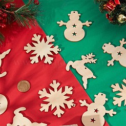 3 Sets 3 Styles Christmas Theme Unfinished Wood Pendants&nbsp;WOOD-GF0001-85