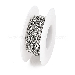 304ステンレススチールフィガロチェーン  ハンダ付け  スプールで  ステンレス鋼色  2.5~4.5x2~2.5x1mm&nbsp;CHS-P028-13P