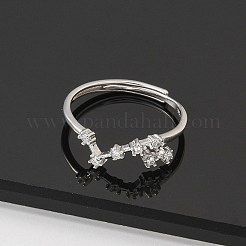Constellations Rhodium Plated 925 Sterling Silver Micro Pave Clear Cubic Zirconia Adjustable Rings for Women&nbsp;RJEW-P130-01P-H