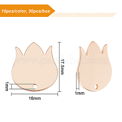30個3色真鍮ペンダント  空白タグのスタンプ  チューリップの花  ミックスカラー  17.5x16x1mm  穴：1mm&nbsp;KK-BC0001-77