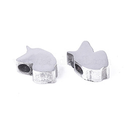 変色しない304ステンレススチールビーズ  ユニコーン  ステンレス鋼色  7x7x3mm  穴：1.8mm&nbsp;STAS-R112-008B