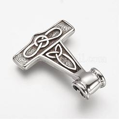 304ステンレスペンダント  羊とトールのハンマー  アンティークシルバー  40x29x10mm  穴：6mm&nbsp;STAS-F063-43