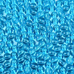 FGB透明ガラスシードビーズ  ラウンド  丸い穴  ディープスカイブルー  4~4.5mm  穴：1~1.2mm  約4500個/ポンド&nbsp;SEED-N013-01A-05