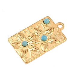 304 Stainless Steel with Synthetic Turquoise Pendants&nbsp;STAS-H253-01B-G