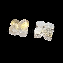 染色・加熱ガラスビーズキャップ  4  - 花びらの花  ライトゴールデンロッドイエロー  10x10x3.5mm  穴：1.4mm&nbsp;GLAA-Z019-01D